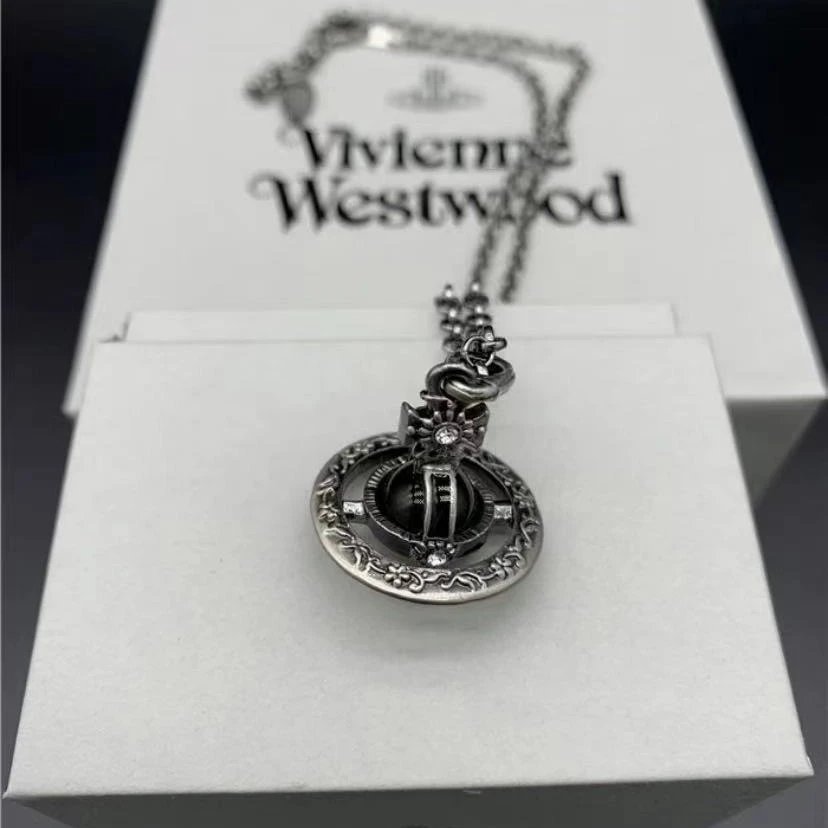 Vivienne Westwood Black Orb Silver Gothic Necklace