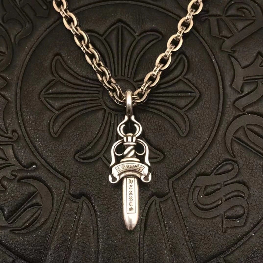 Chrome Hearts Silver Dagger Pendant Necklace