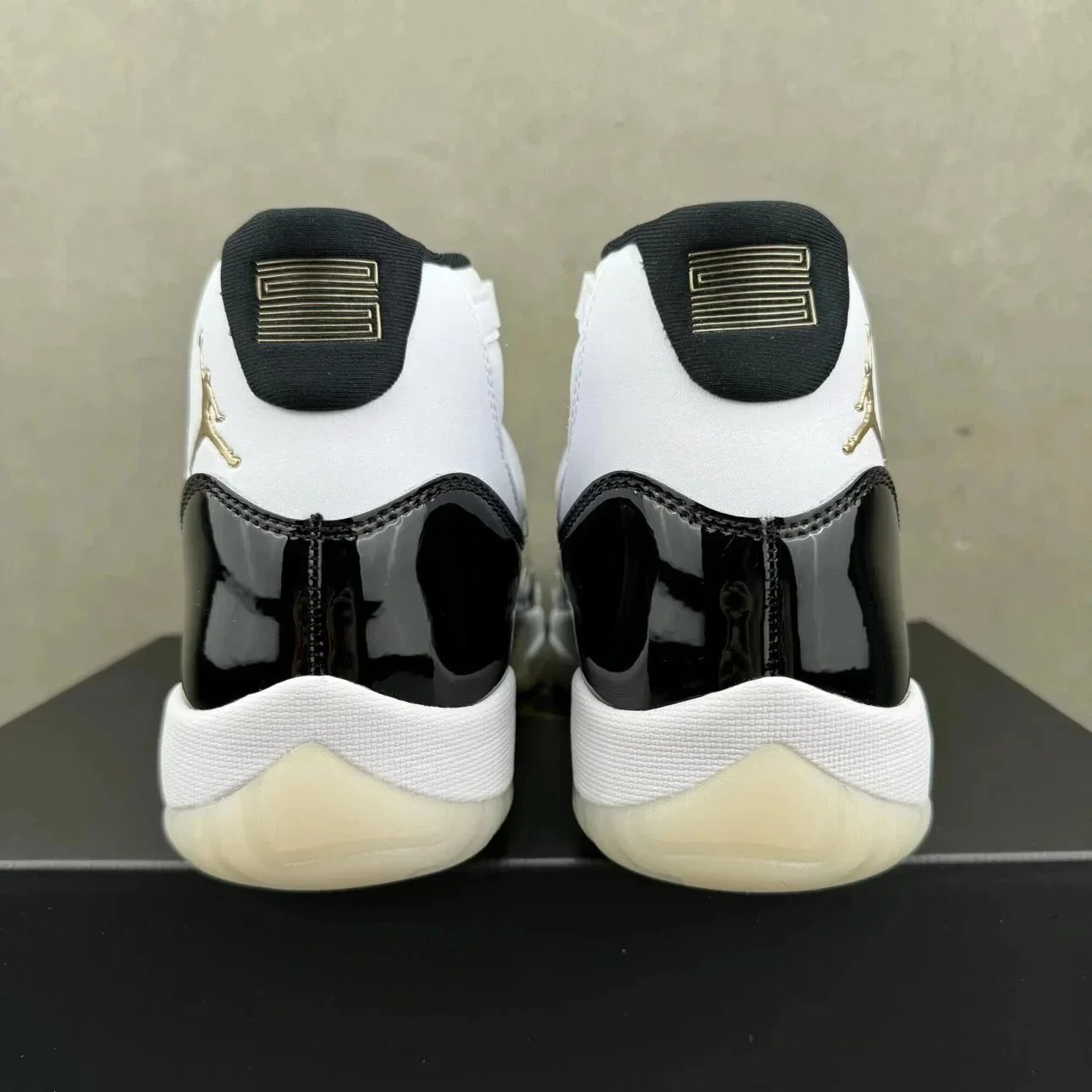Air Jordan 11 White Grey Elephant Patent Leather Sneakers