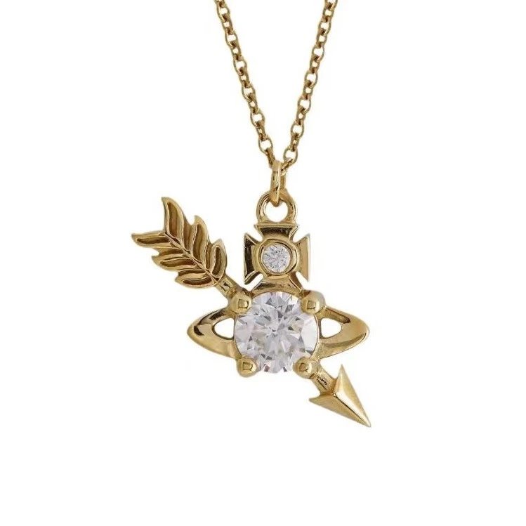 Vivienne Westwood Orb Silver Crystal Arrow Pendant Necklace