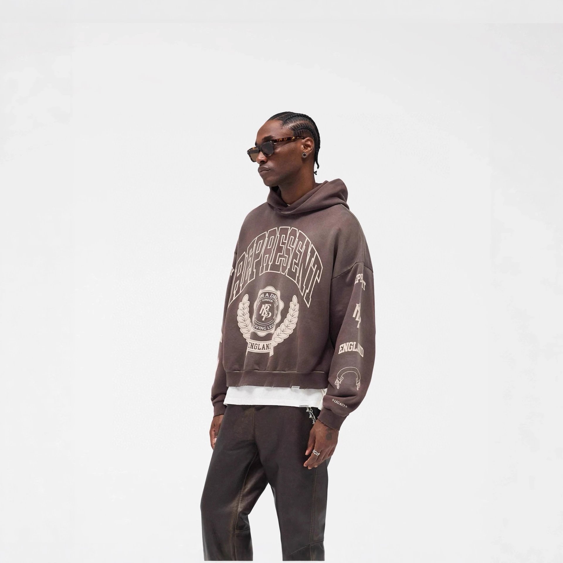 Represent Arch Logo Brown Oversized Hoodie