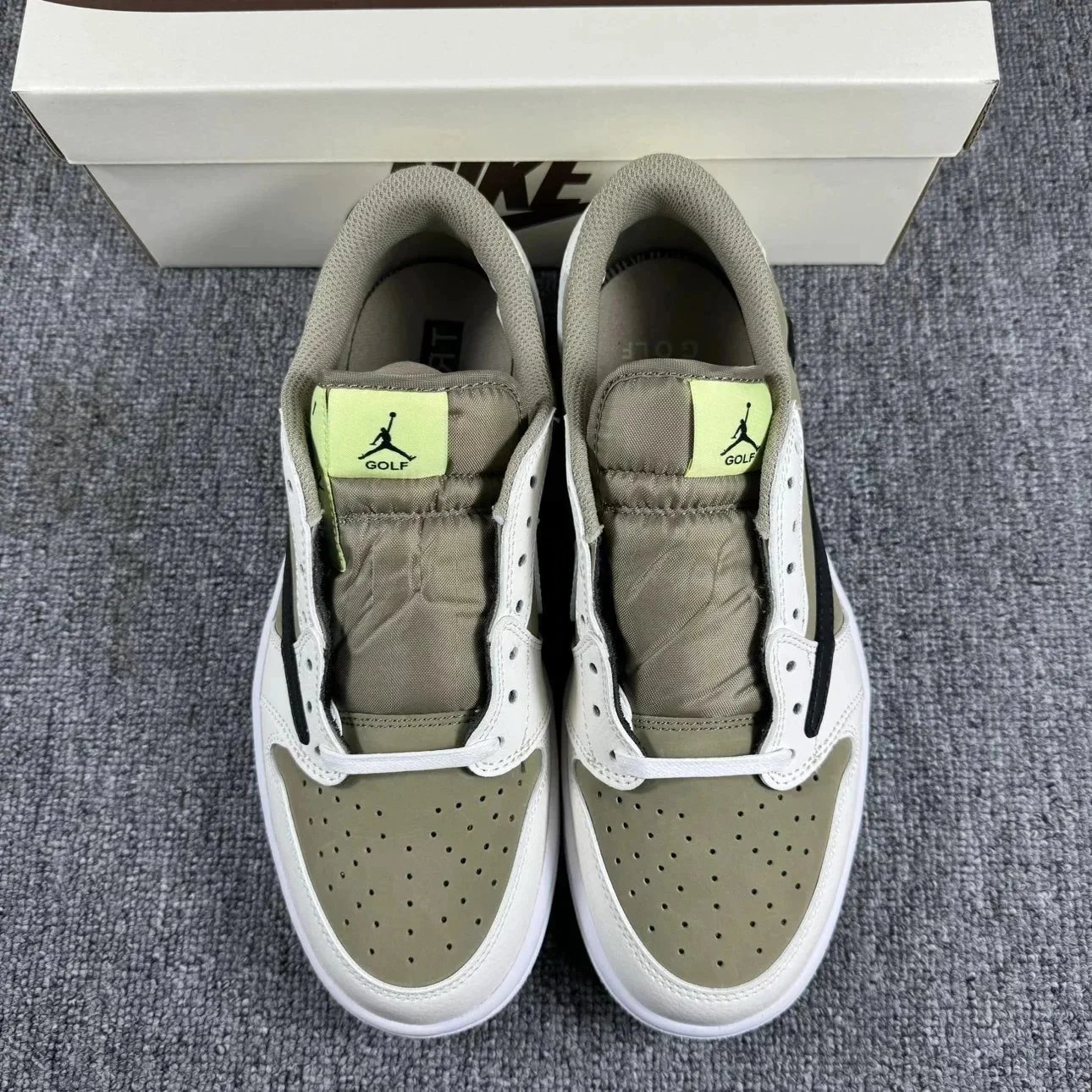 Nike Air Jordan 1 Low Black White Blue Olive Colorblock Sneakers