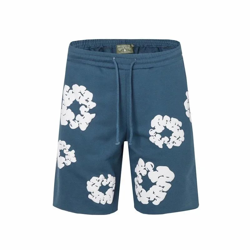 Cotton Shorts Gray Green Red Blue Black Floral Print休闲