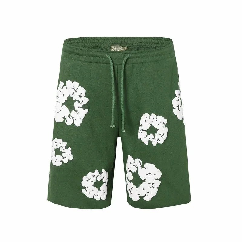 Cotton Shorts Gray Green Red Blue Black Floral Print休闲