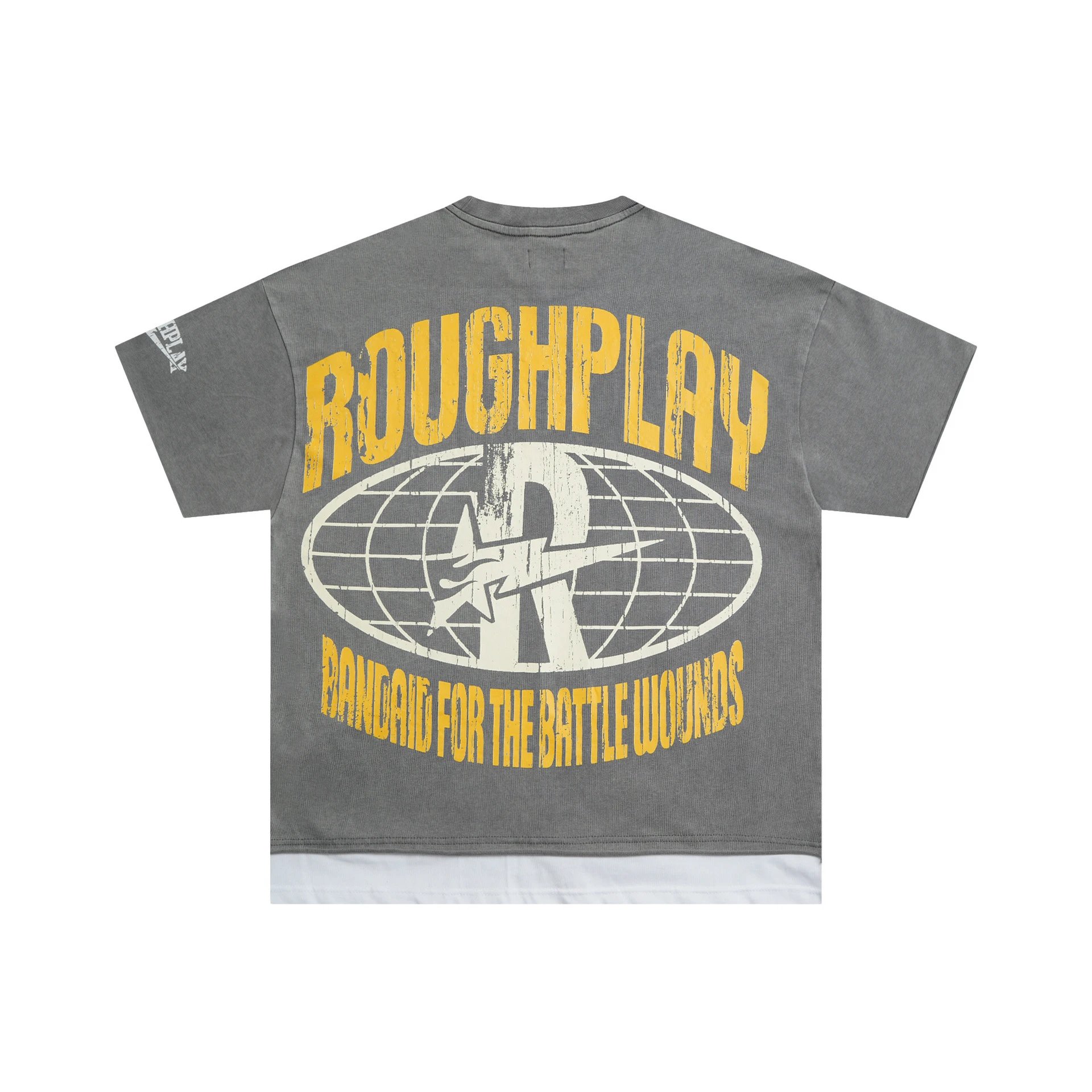 Roughplay Bandaid For The Battle Wounds Charcoal Graphic Oversized T-Shirt