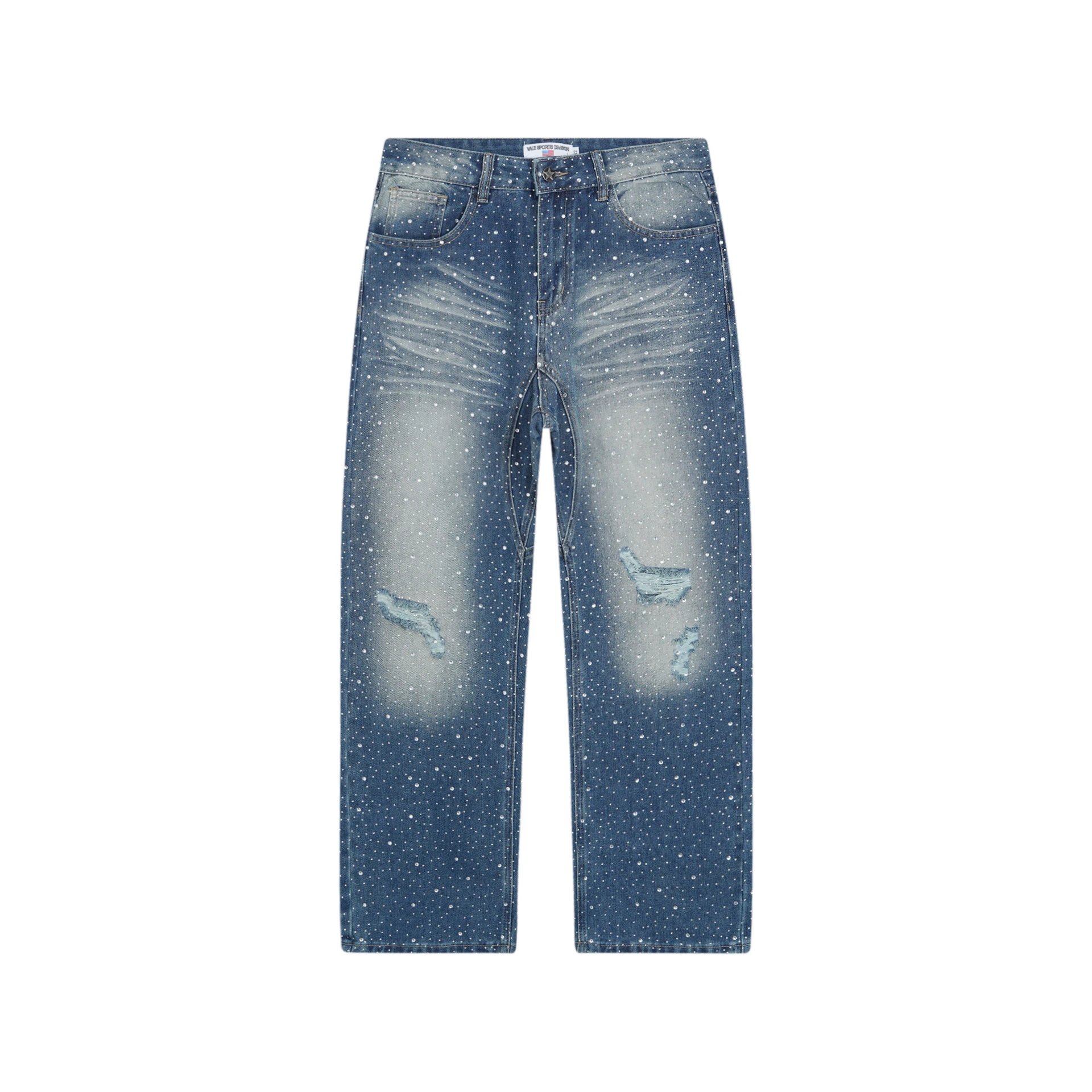 Valley Starry Print Blue Black Distressed Denim Jeans