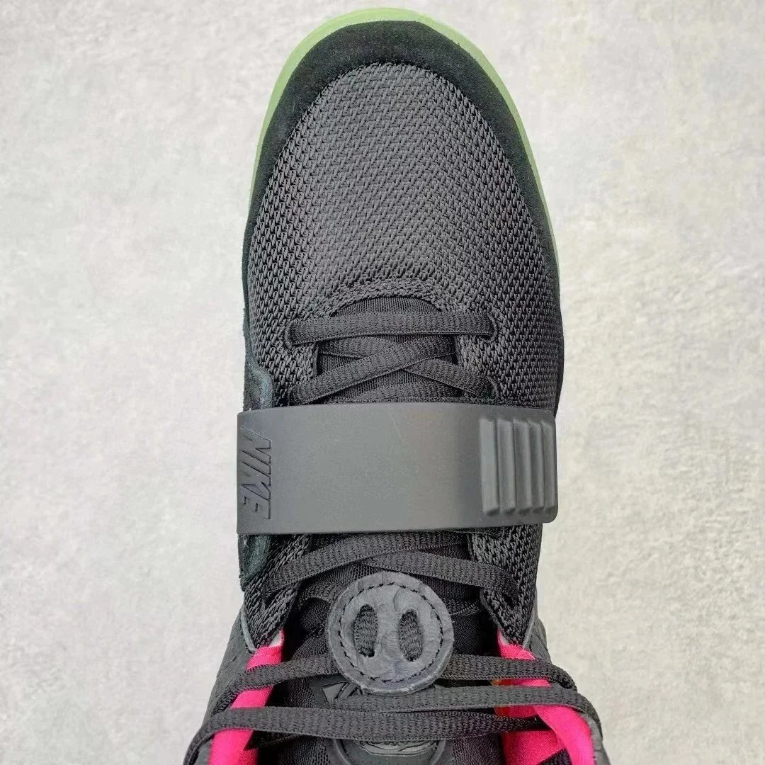 Nike Air Yeezy 2 Black Green Glow High Top Sneakers