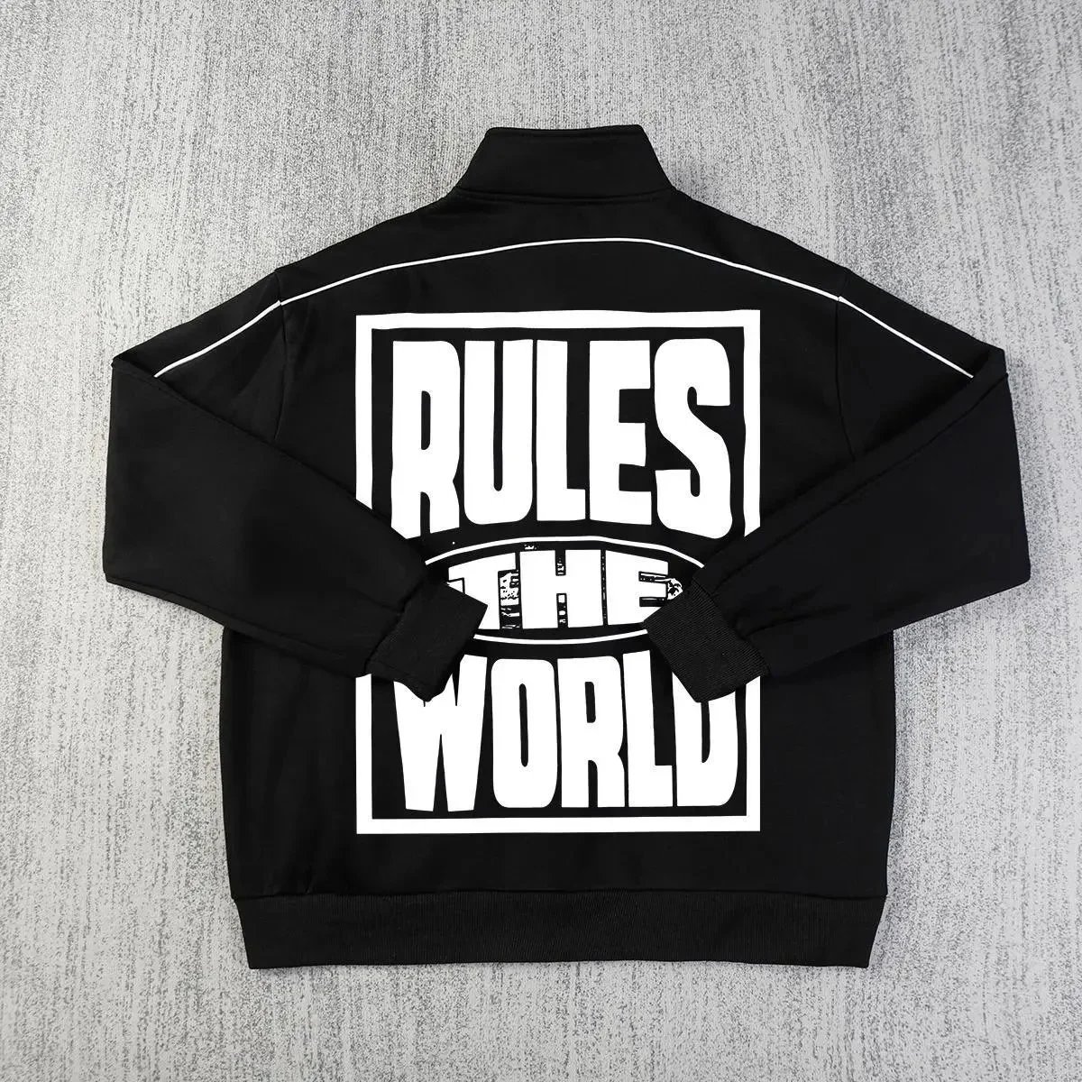 Black Track Jacket and Pants Set Rules The World Graphic Sportswear