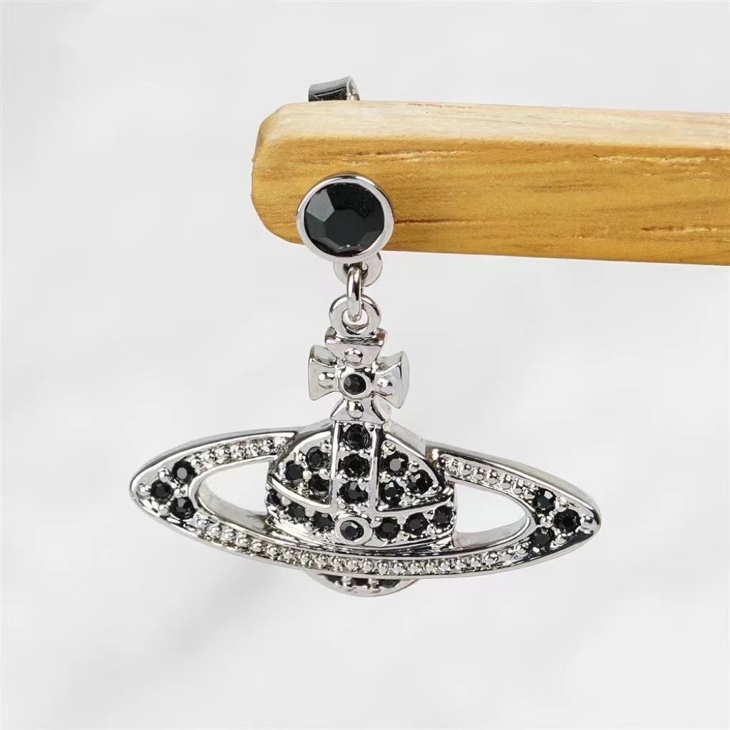 Vivienne Westwood Orb Black Crystal Punk Earrings