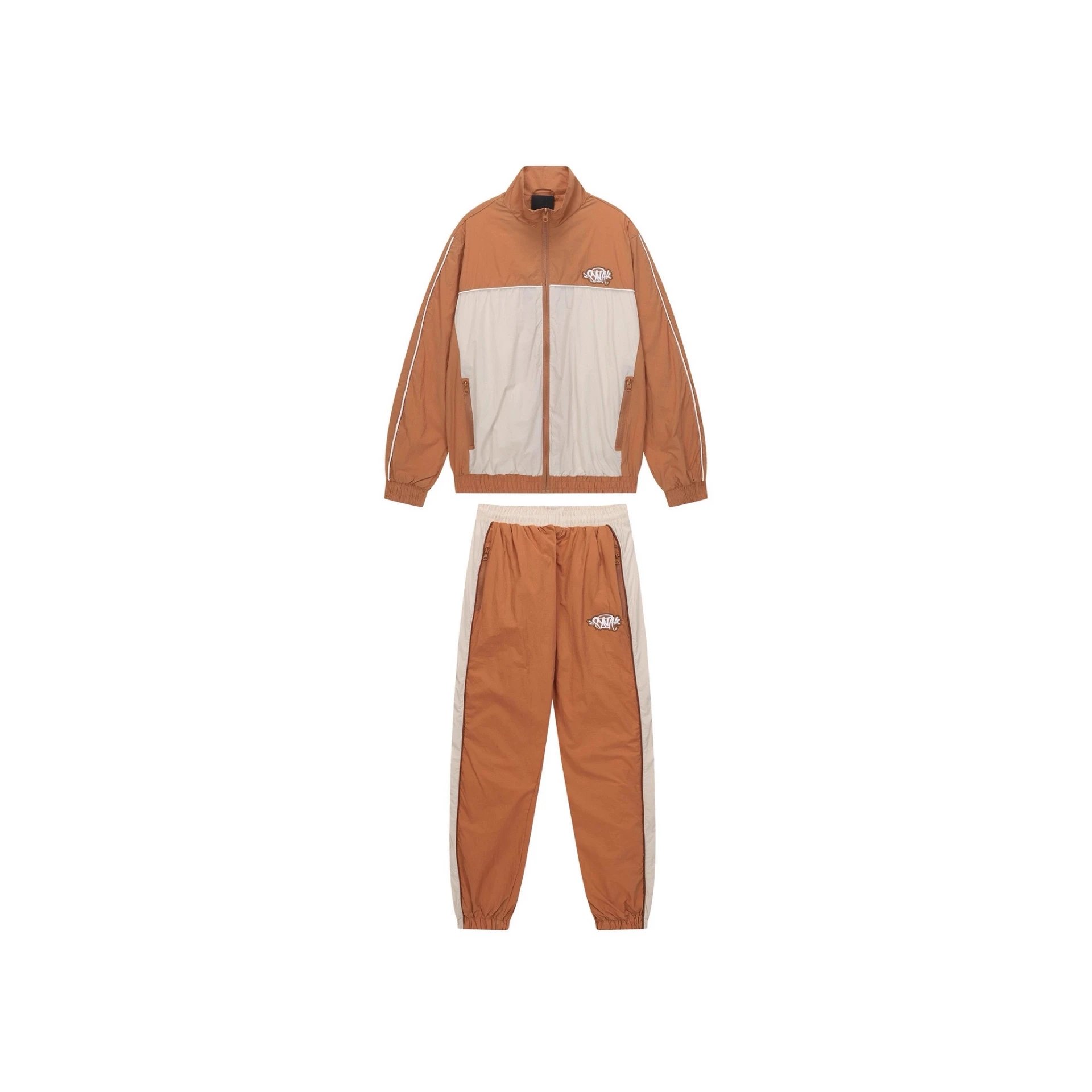 Sporty Track Suit Set Gray Black Blue Contrast Athletic