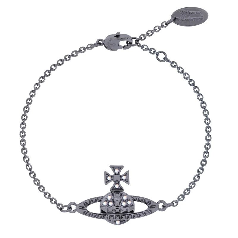 Vivienne Westwood Orb Black Rhodium Plated Crystal Bracelet