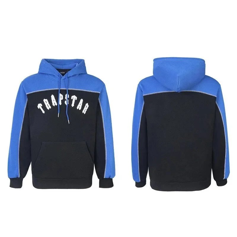 Trapstar Colorblock Black Blue Hooded Sweatshirt And Track Pants Set