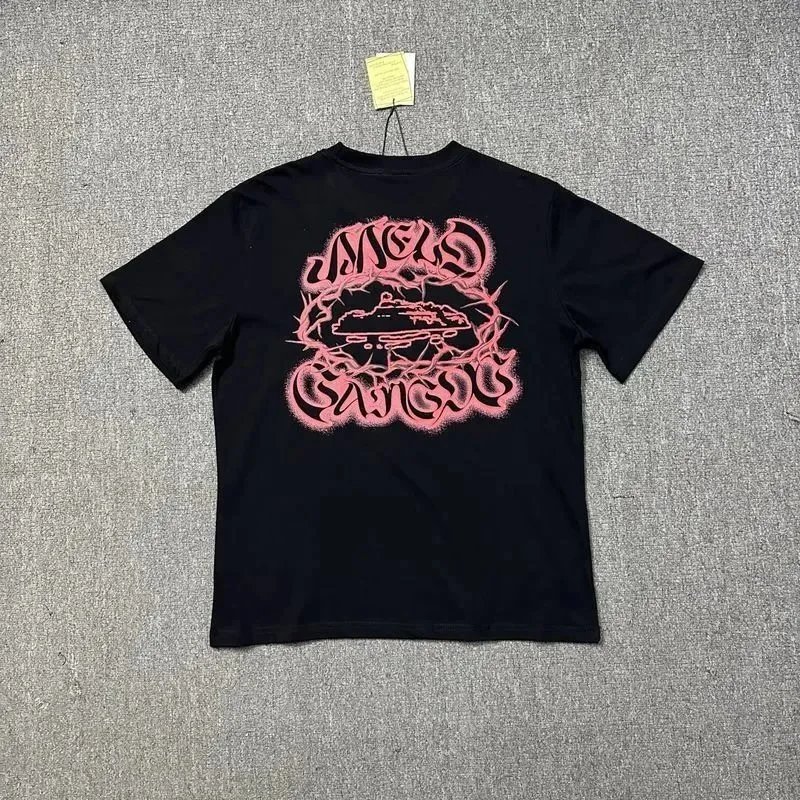 Black Graphic Print T-Shirt Blue Pink Purple Streetwear