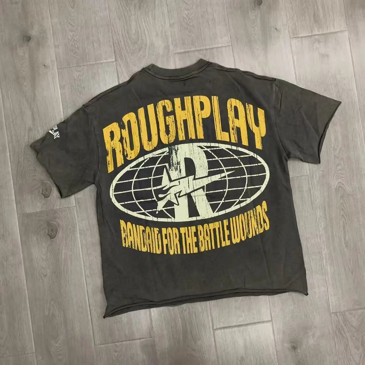 Roughplay Bandaid For The Battle Wounds Charcoal Vintage Graphic T-Shirt