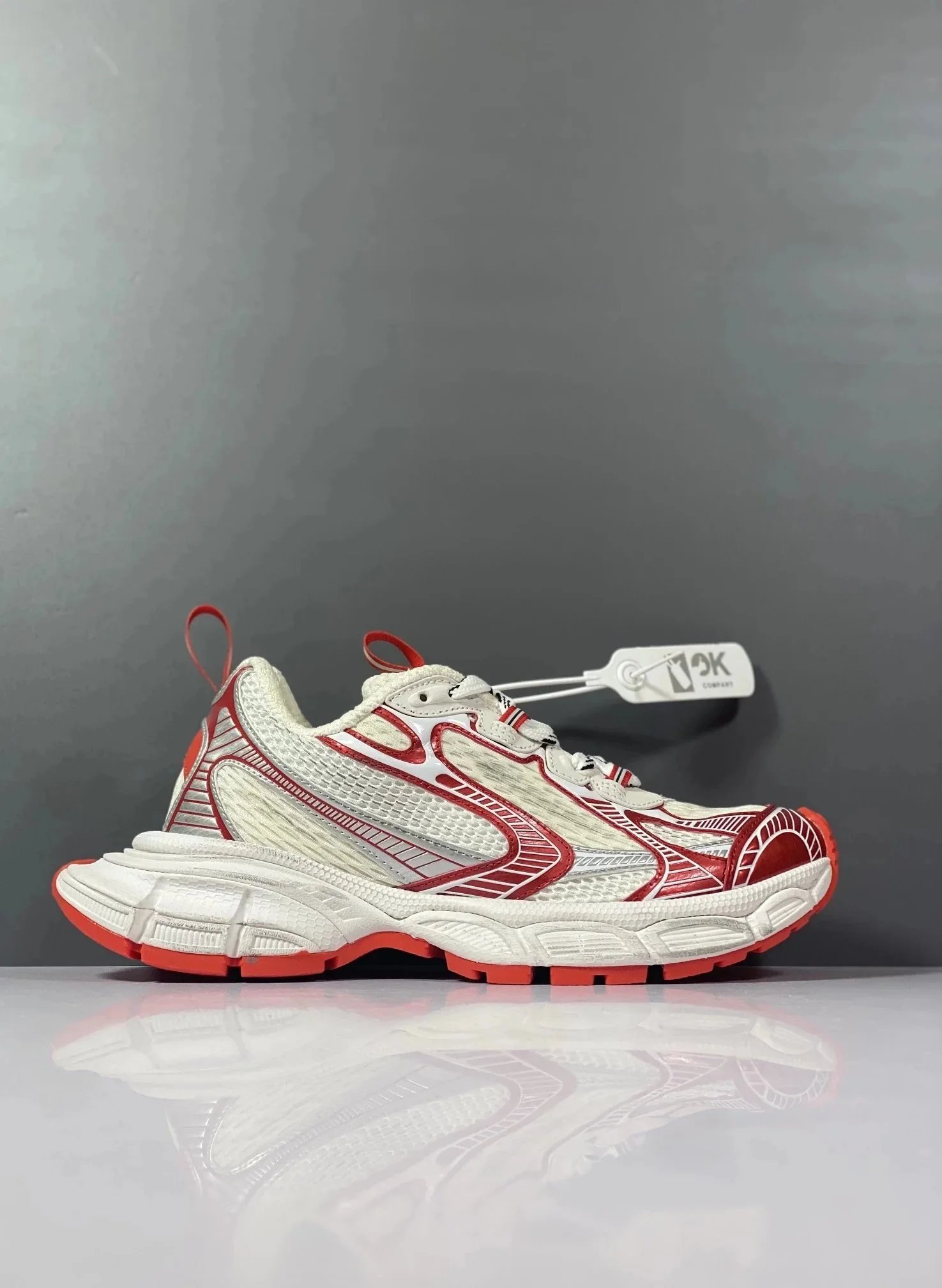 OK Company White Red Mesh Running Sneakers