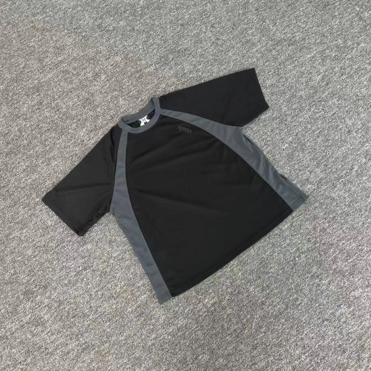 Black Gray Panelled Performance T-Shirt