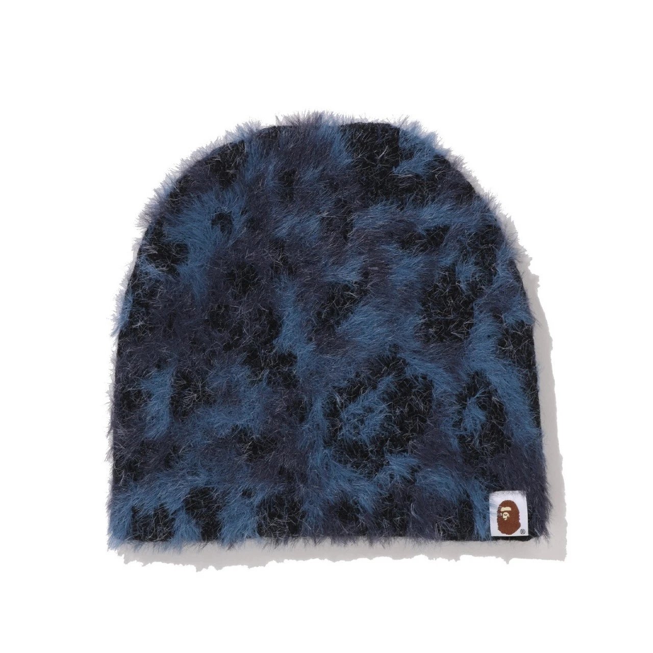 A Bathing Ape Fuzzy Blue Black Camo Beanie