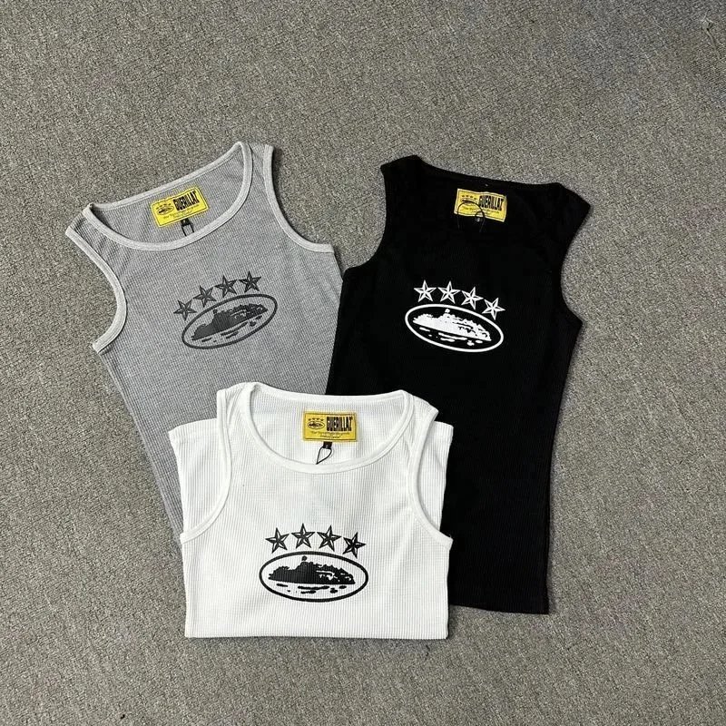 Guerilla Ribbed Tank Top Gray Black White Graphic Streetwear