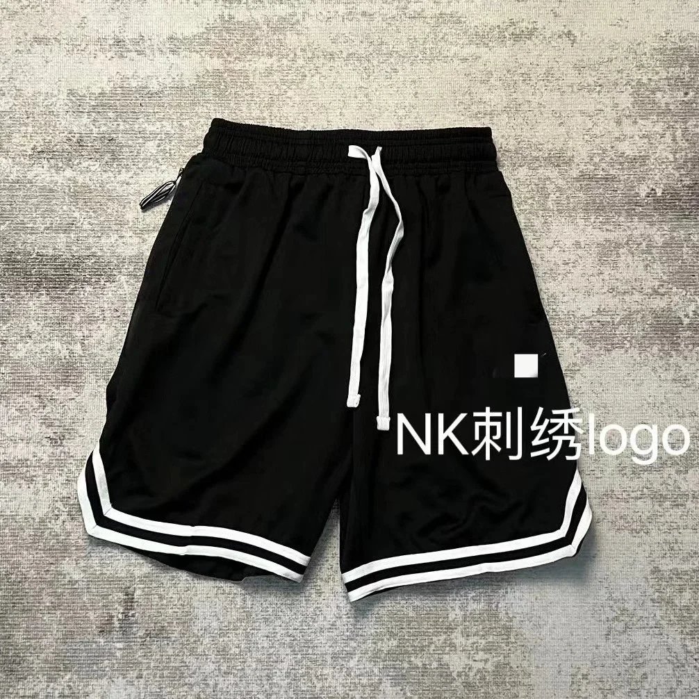 Black Mesh Panel Basketball Shorts With White Drawstring