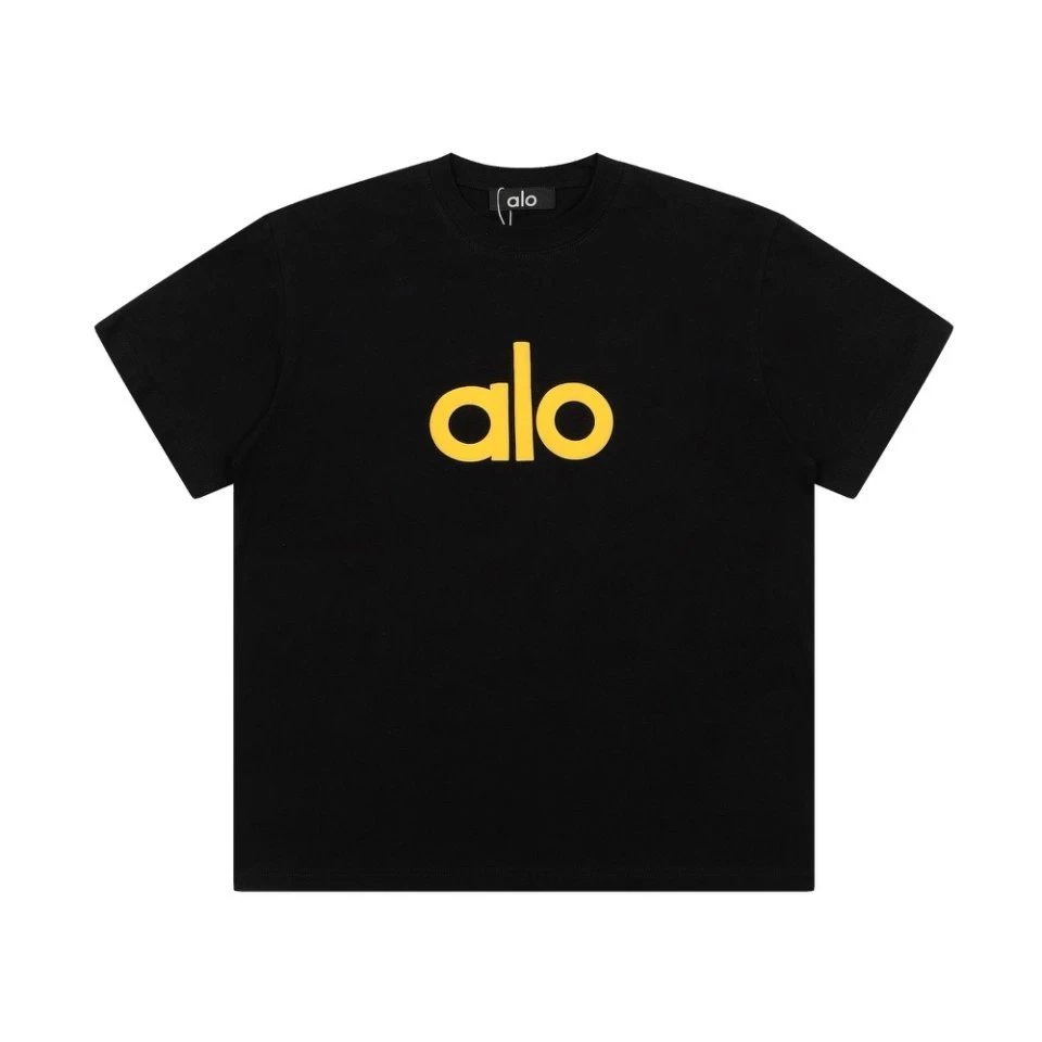 Alo Classic Logo White Pink Light Pink Beige Light Blue Blue Yellow Pink Rust Lime Navy Teal Gray Brown Black Casual T-Shirt
