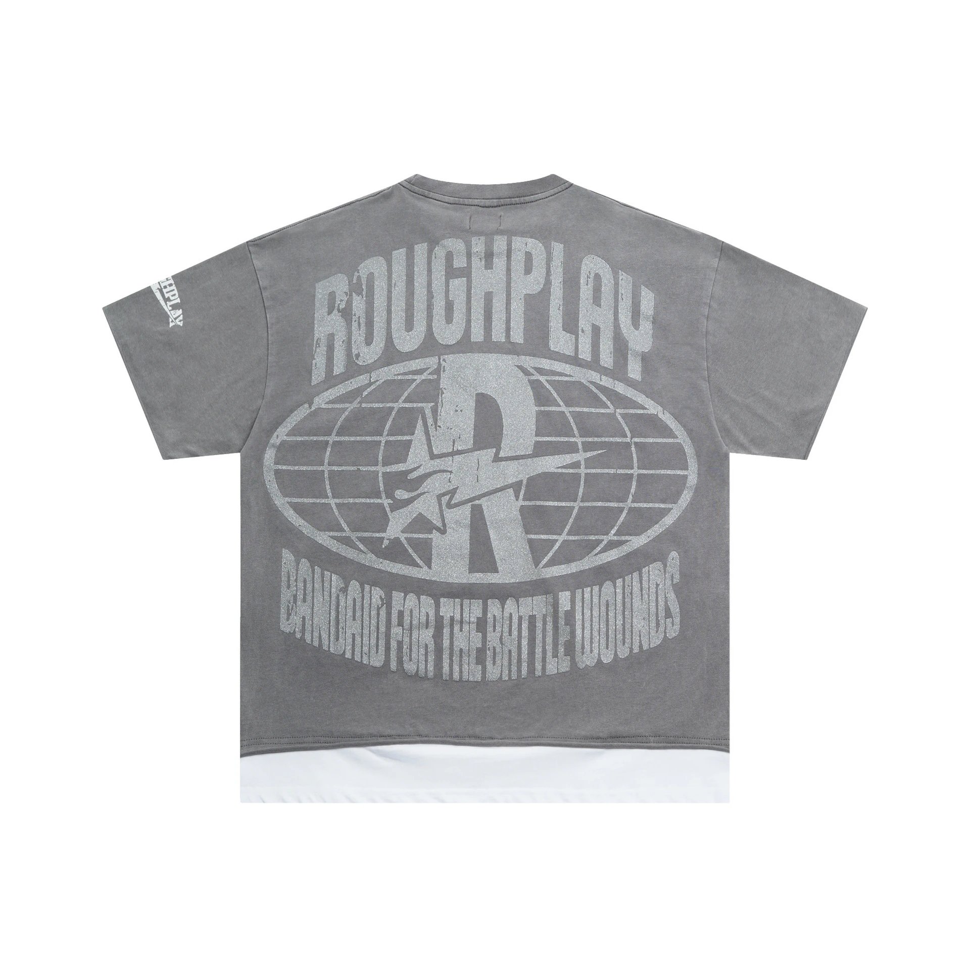 Rough Play Rockstar Gray Distressed Graphic T-Shirt