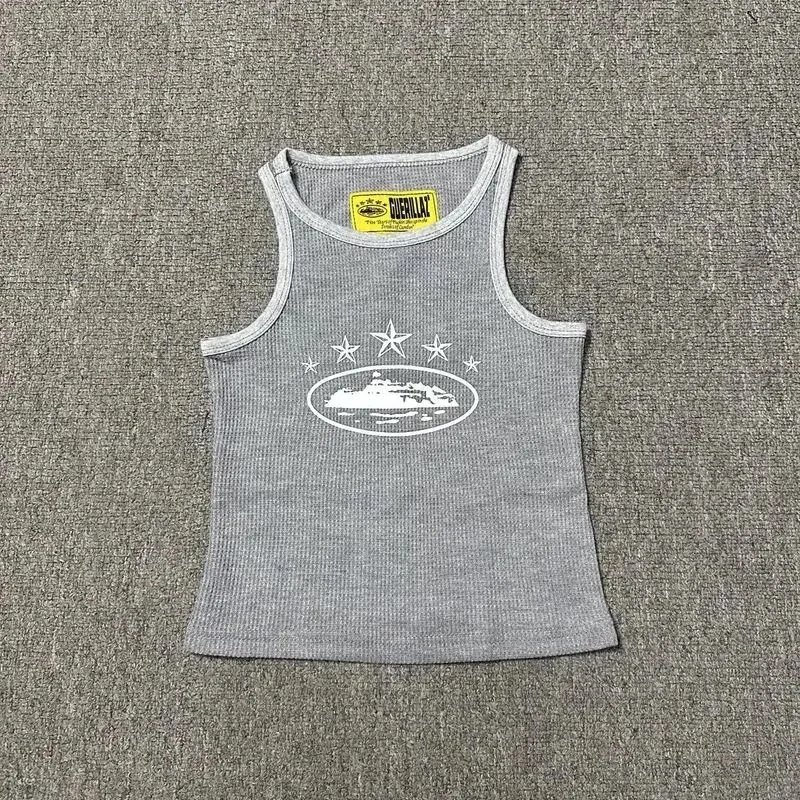 DIESEL Ribbed Tank Top White Gray Black Graphic Print