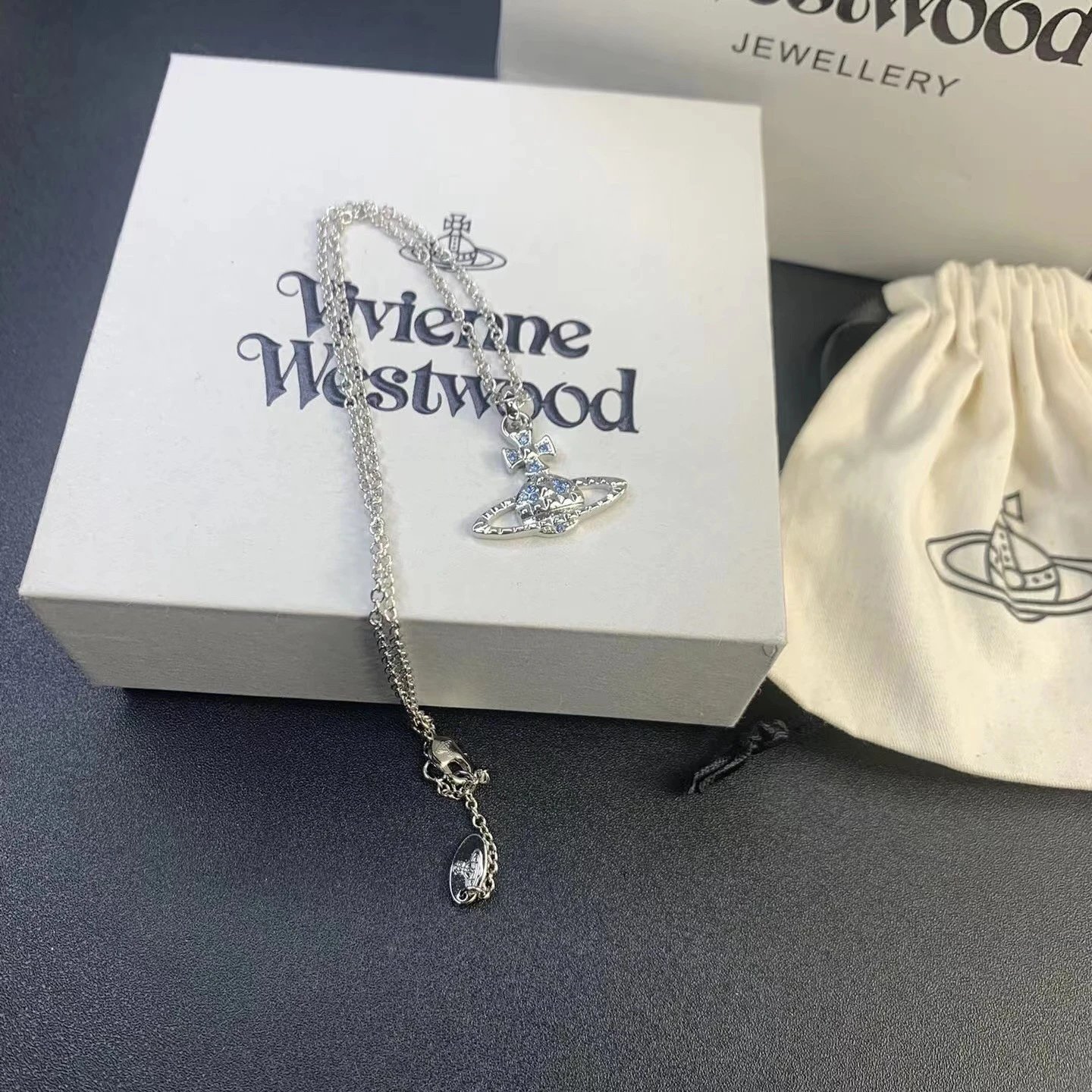 Vivienne Westwood Orb Silver Crystal Pendant Necklace