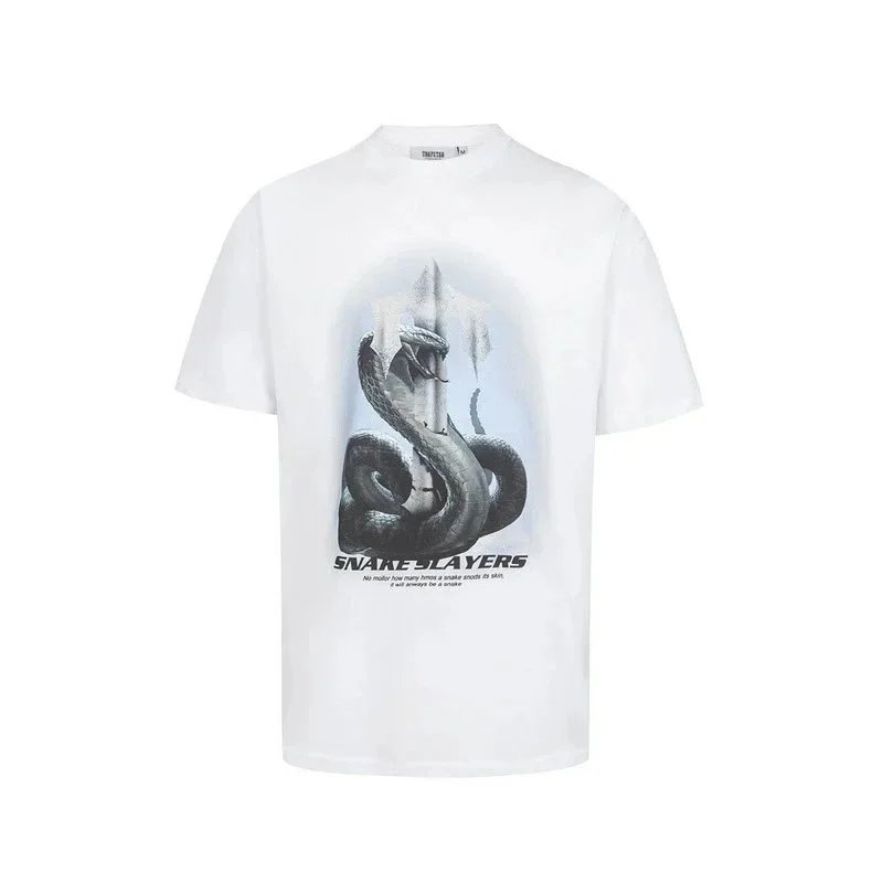 Snake Slayers Graphic Print White Black Streetwear T-Shirt