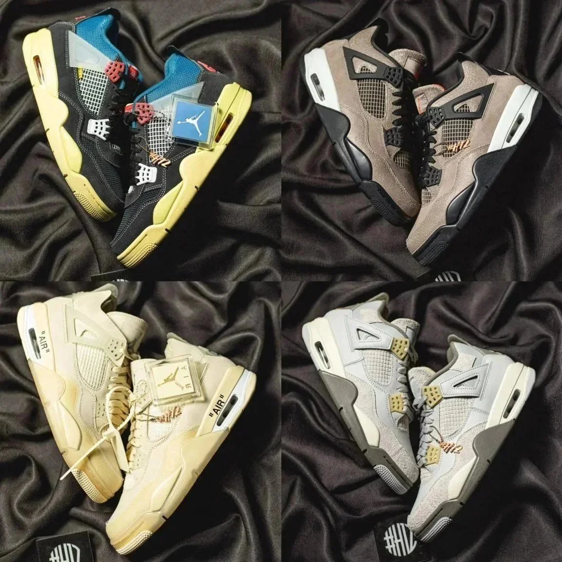 Nike Air Jordan 4 Black Blue Yellow Retro Sneakers
