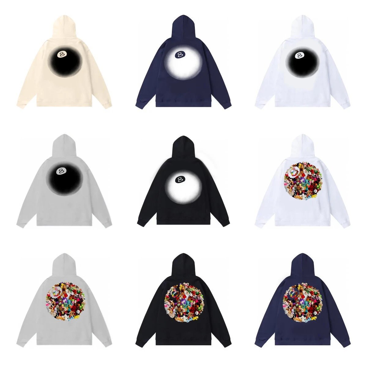 Stussy Classic Logo Black White Navy Beige Gray Hooded Sweatshirt