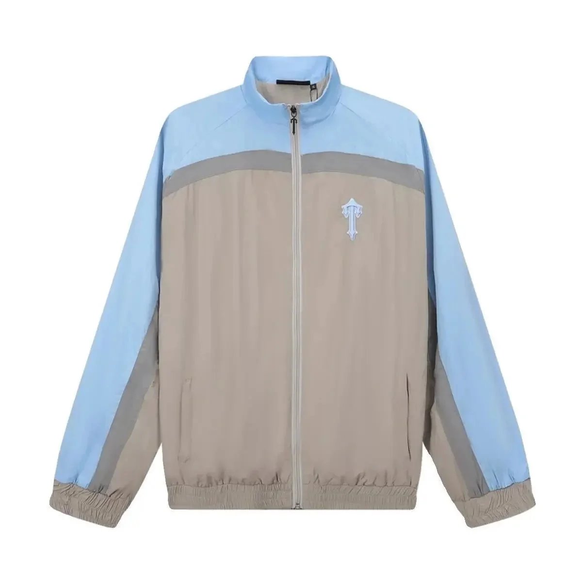Track Jacket Set Beige Black Light Blue Sporty Two Piece Outfit