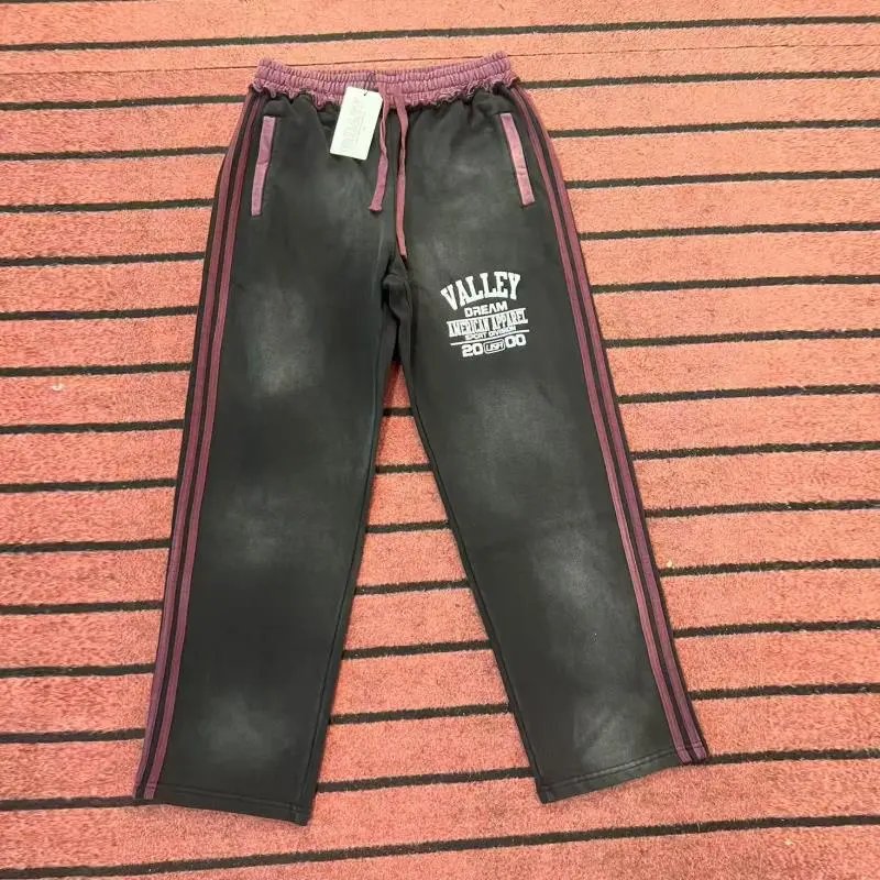 Valley Dream Gray Maroon Stripe Casual Sweatpants