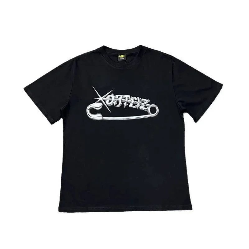 XORTEIZ Black Graphic Print Streetwear T-Shirt