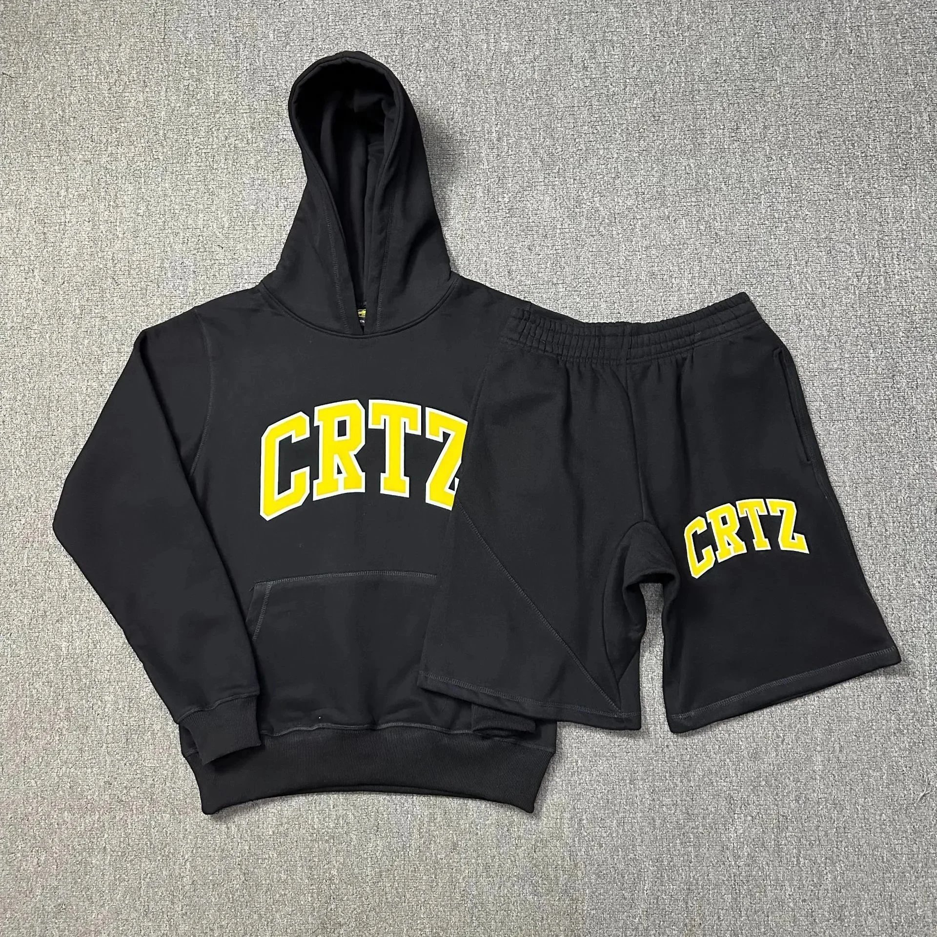 CRTZ Hoodie And Jogger Set Black Yellow Purple Green Collegiate