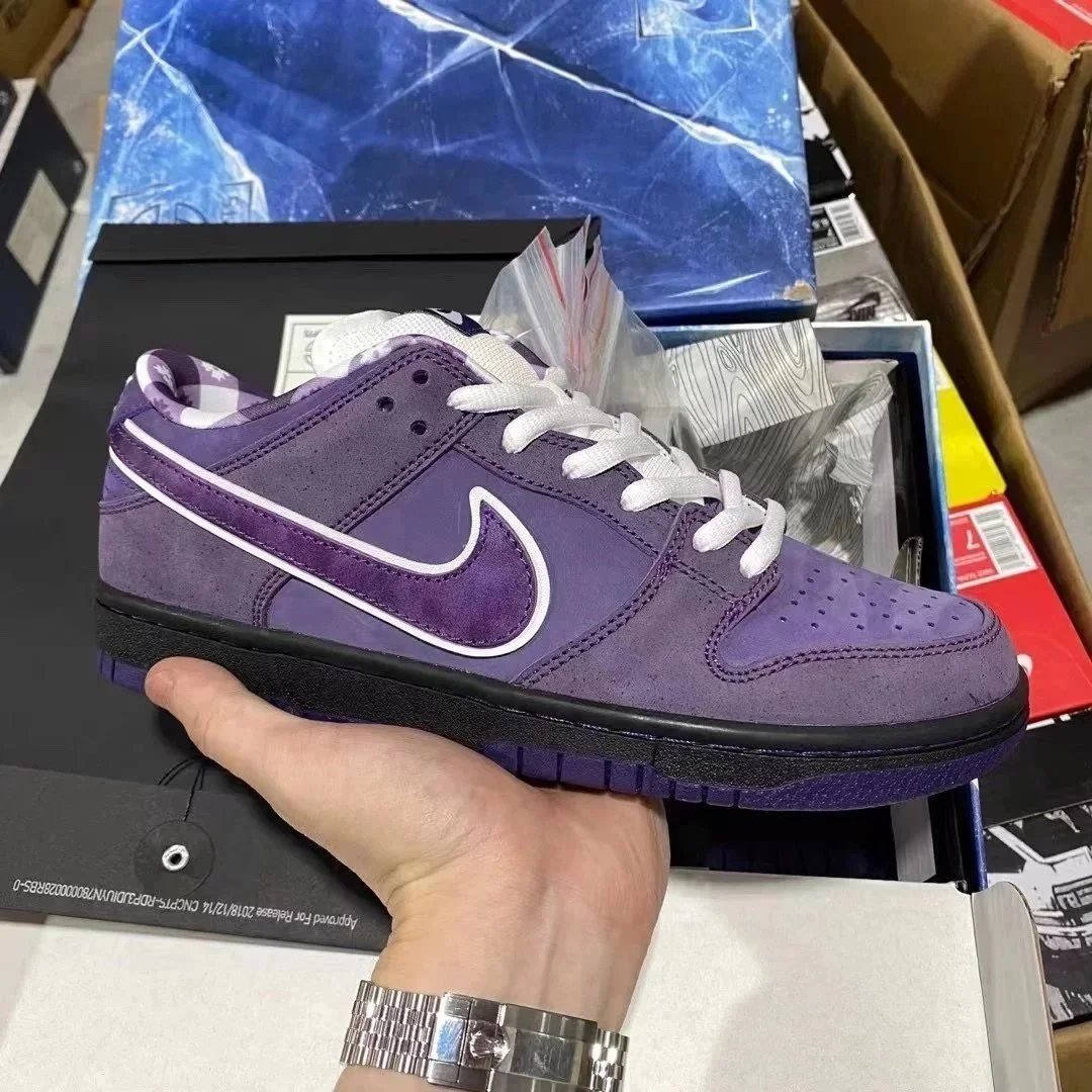 Nike Dunk Low Purple Suede White Outline Skate Sneakers