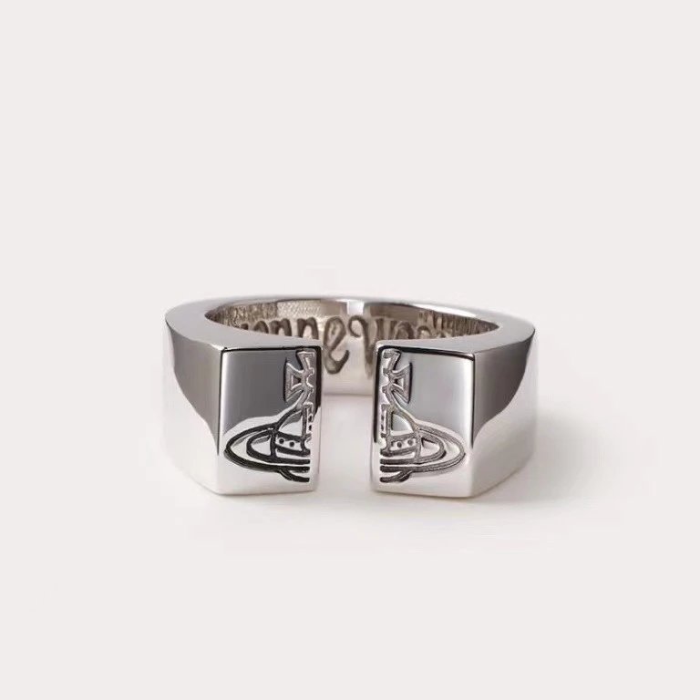 Silver Square Engraved Ring Black Matte Nail Art