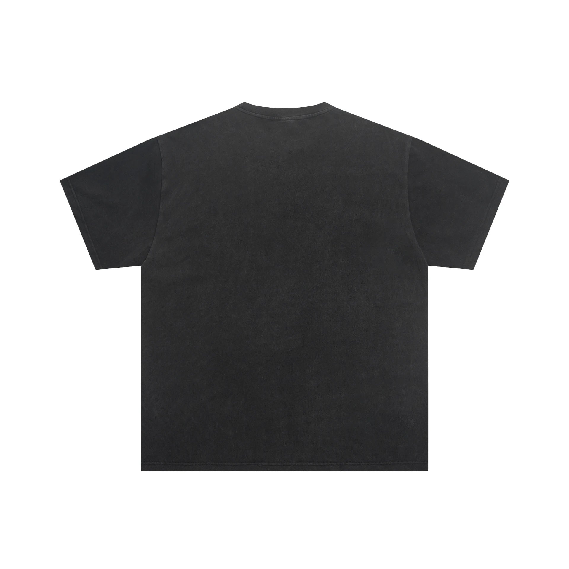 Black Washed Cotton Crewneck Short Sleeve T-Shirt
