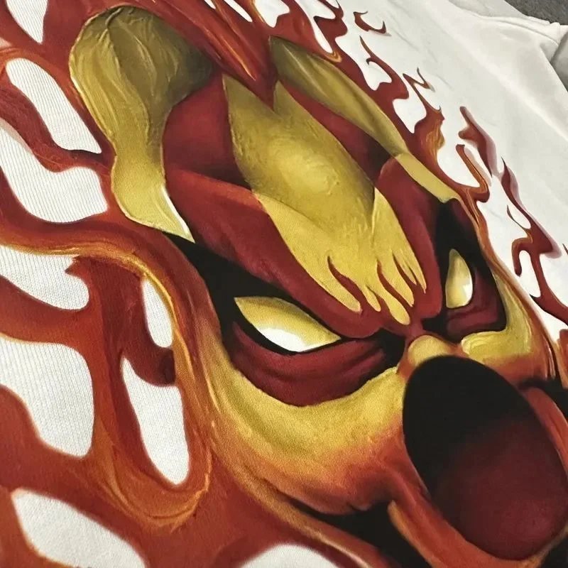 Black Graphic Tee Flame Clown Skull Streetwear T-Shirt