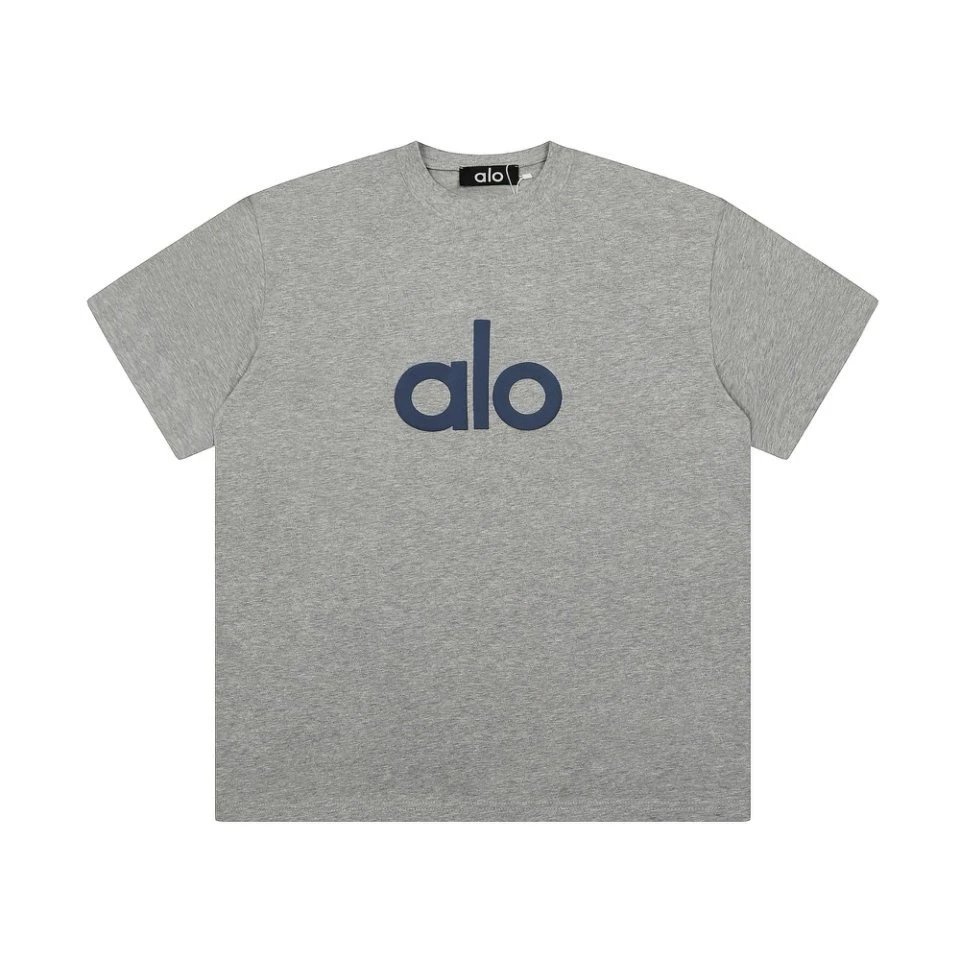 Alo Classic Logo White Pink Light Pink Beige Light Blue Blue Yellow Pink Rust Lime Navy Teal Gray Brown Black Casual T-Shirt
