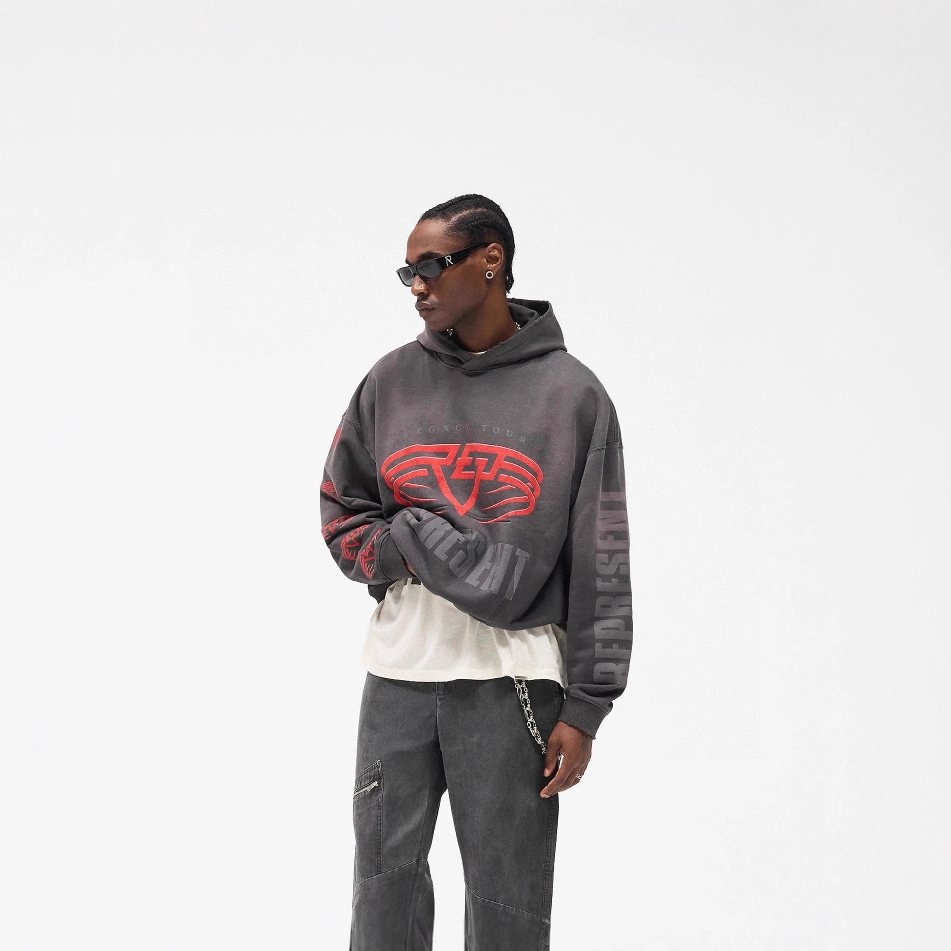 Legacy Tour Gray Oversized Graphic Hoodie