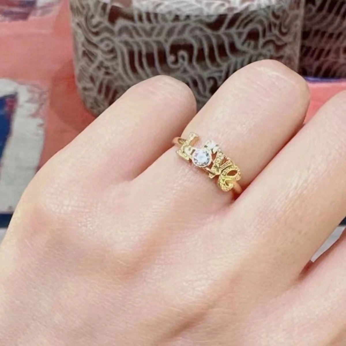 Alexander McQueen Love Silver Gold Statement Ring