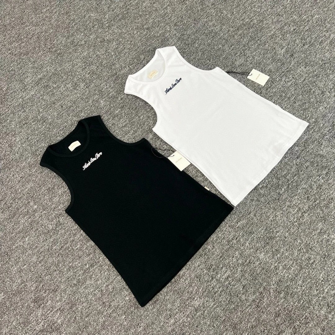 Slim Love Dior Black White Embroidered Tank Top