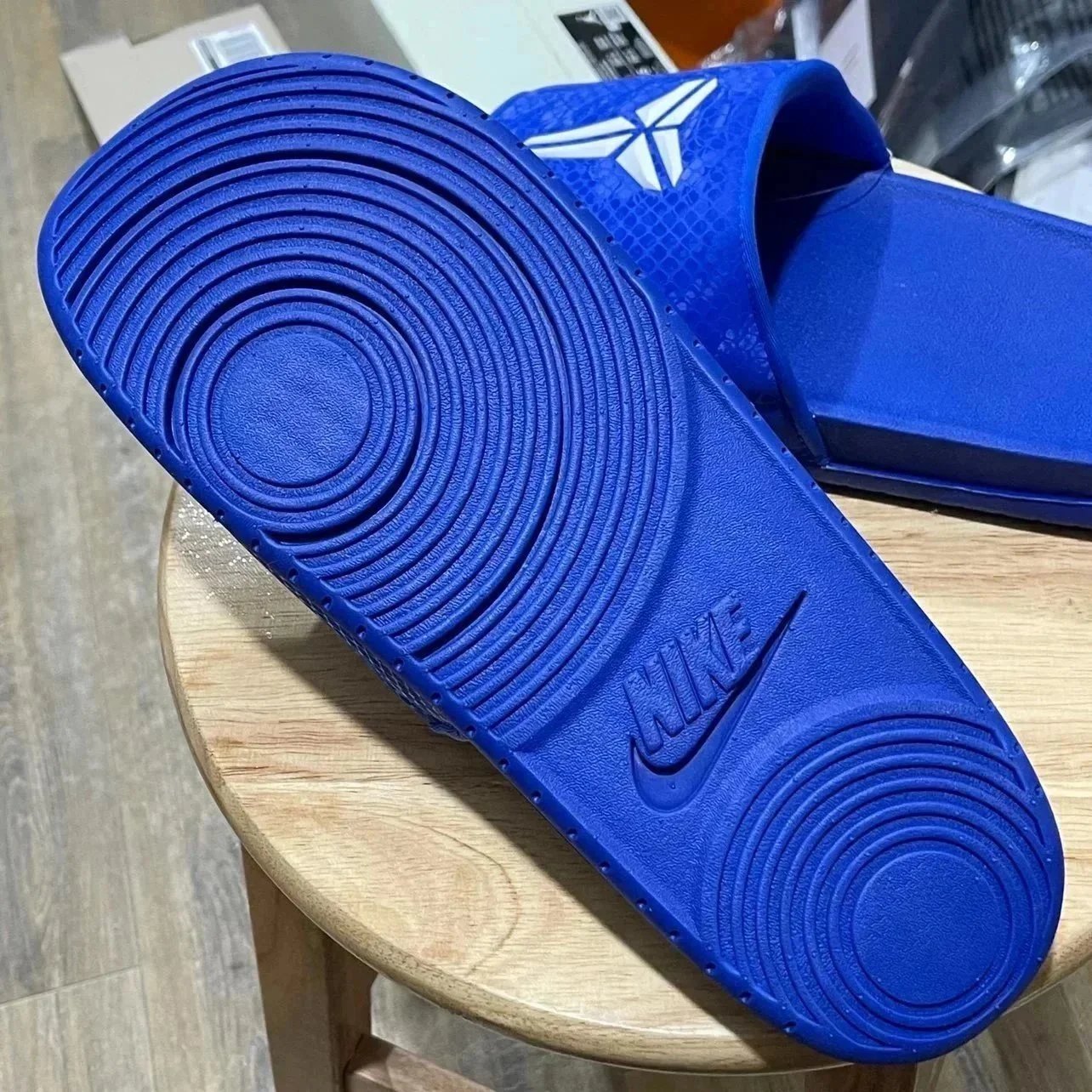 Kobe Bryant Logo Blue Snake Texture Slide Sandals
