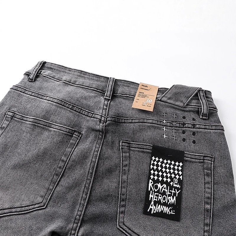 Denim Jeans Gray Slim Fit Cuffed