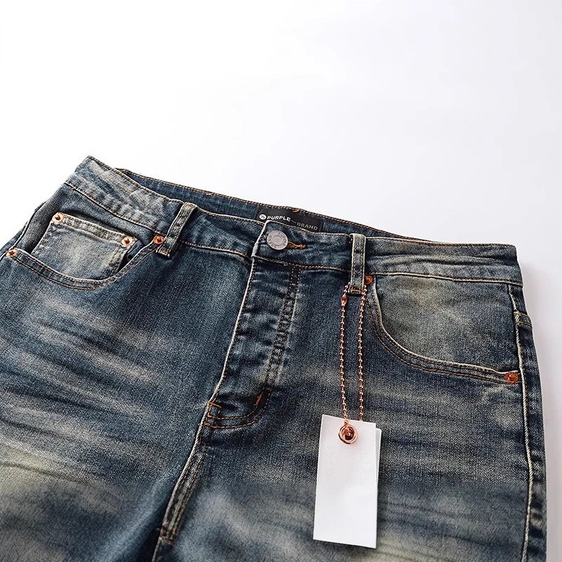 Purple Distressed Blue Flared Jeans
