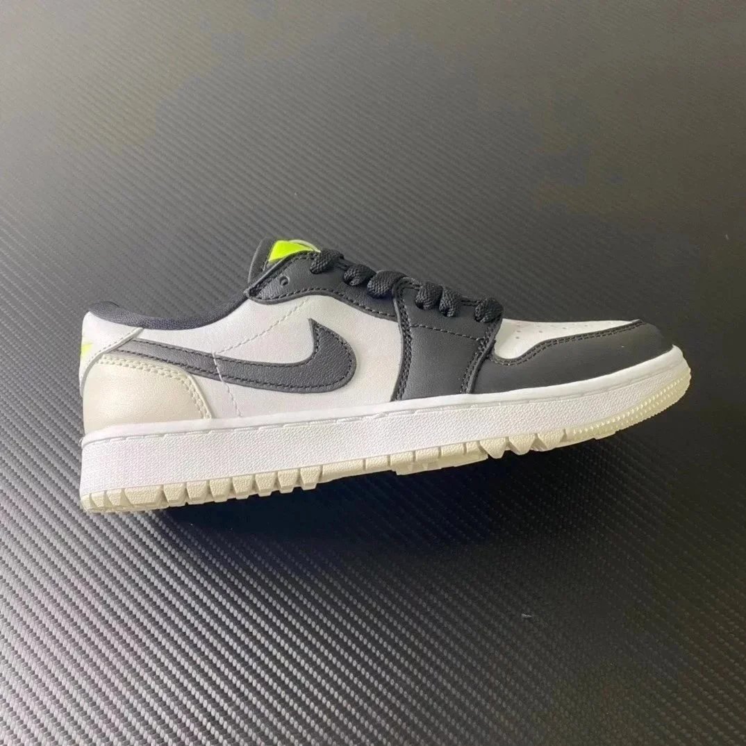 Nike Air Jordan 1 Low White Black Neon Green Casual Sneakers