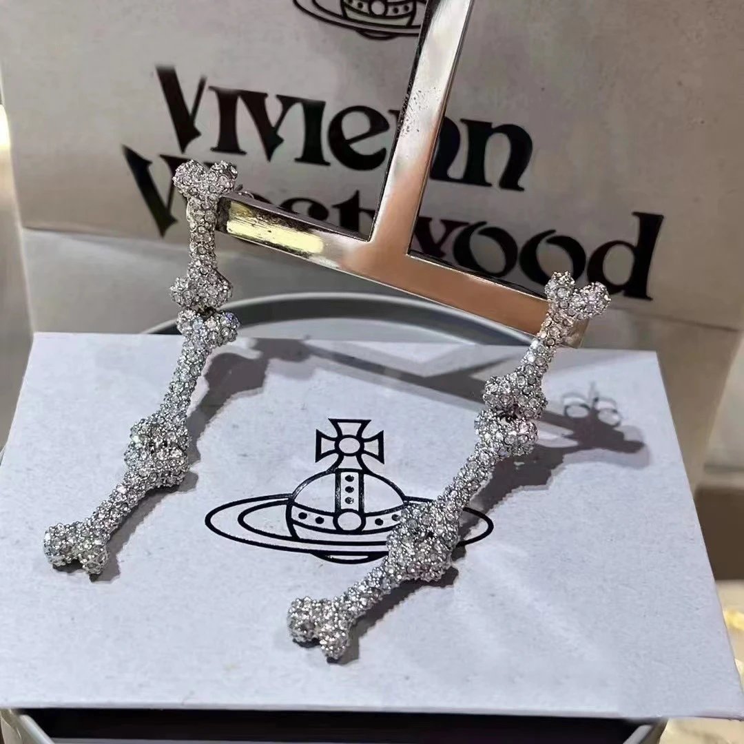 Vivienne Westwood Bone Crystal Silver Punk Earrings