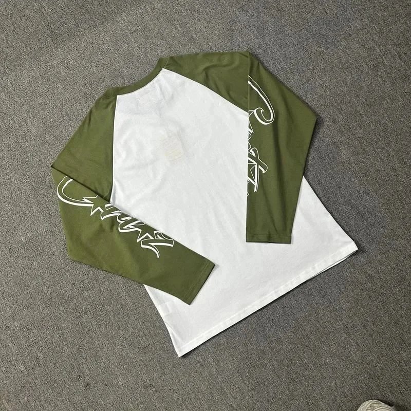 Sicilly Raglan Sleeve White Olive Green Streetwear Long Sleeve T-Shirt