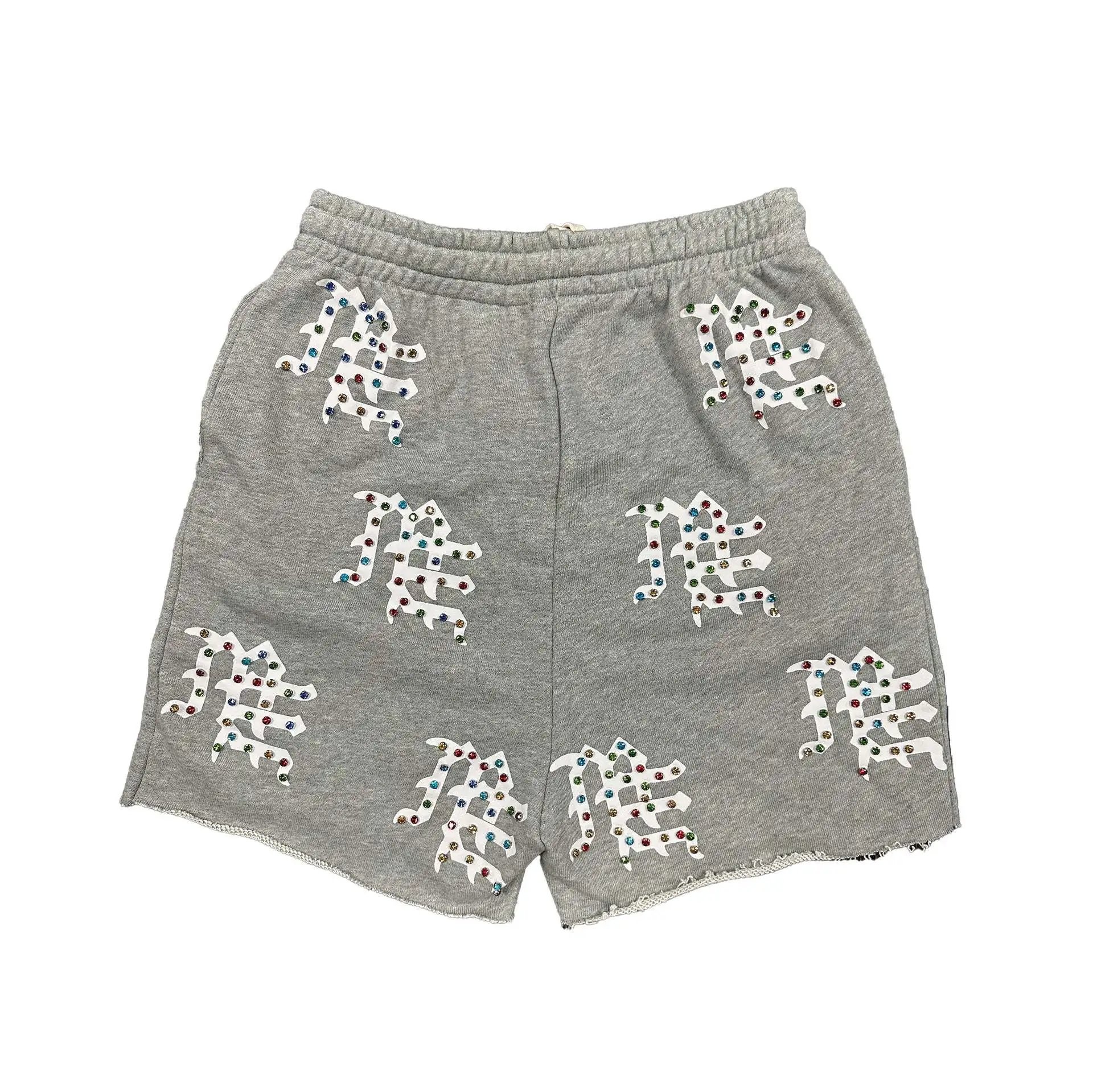 Gray Embroidered Crystal Logo Sweatshorts