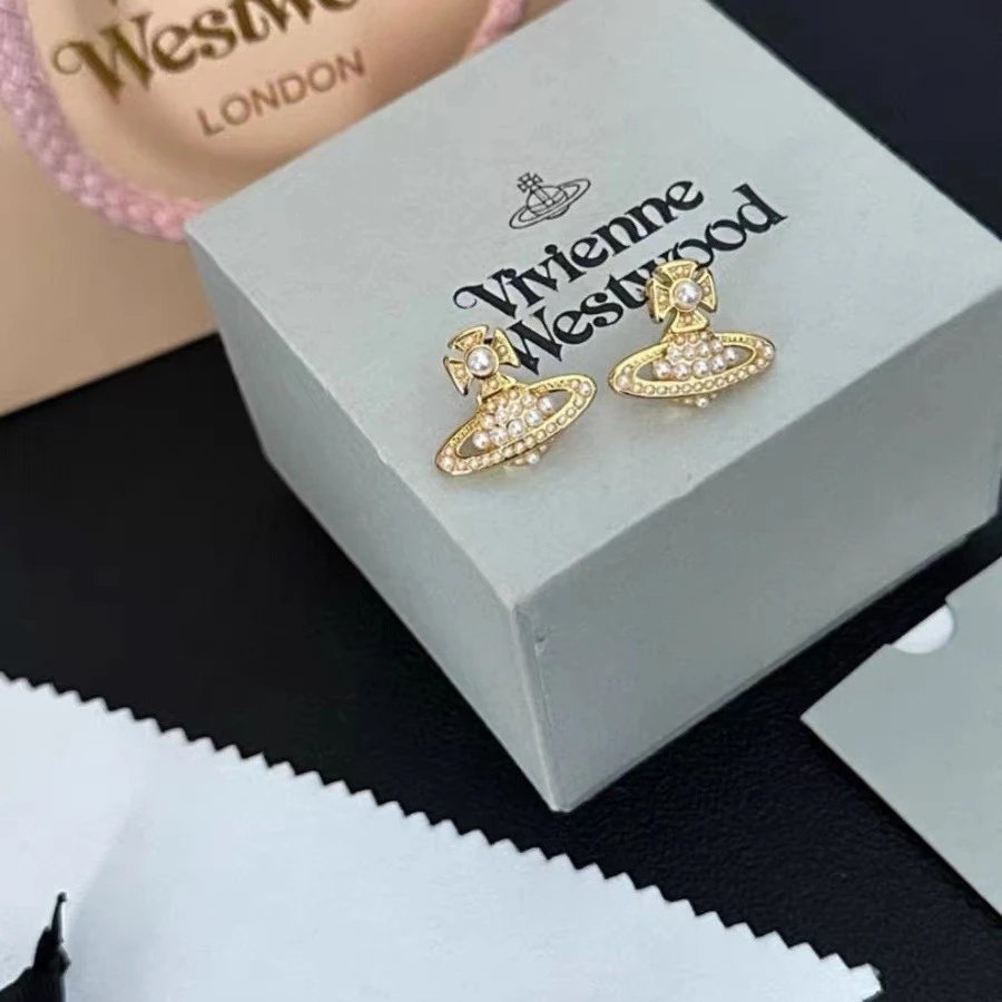 Vivienne Westwood Orb Silver Crystal Stud Earrings